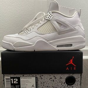 AIR JORDAN RETRO 4 PURE$ 2017/ white metallic silver/ size 12